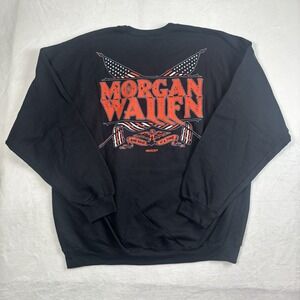 Morgan Wallen One Night At A Time Black Long Sleeve Sweatshirt Fleece Men's 2XL
